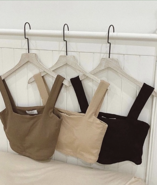 Áo bra 2 dây croptop bản to đệm mút ngực,cổ vuông hai dây phong cách ulzzang, style Hàn Quốc tanktop giá rẻ