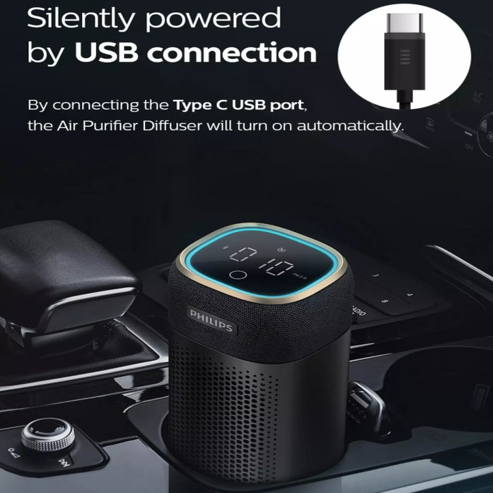 Máy khử mùi và lọc không khí trong ô tô Philips S7601 Kết nối điện thoại thông qua ứng dụng AirMatters và cảm biến chất lượng không khí 3 màu - HÀNG NHẬP KHẨU