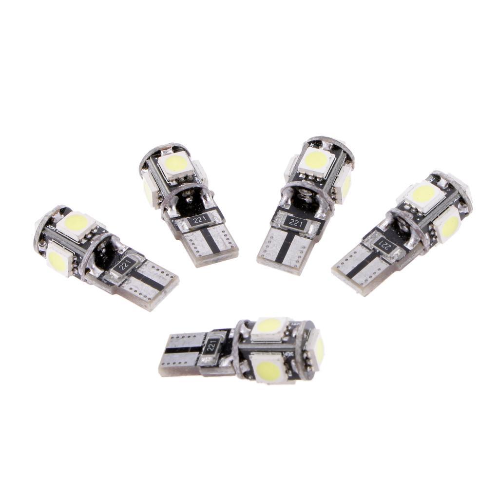 10x T10 Led Error Free 5SMD Car Side Wedge Light Bulb White 168 194