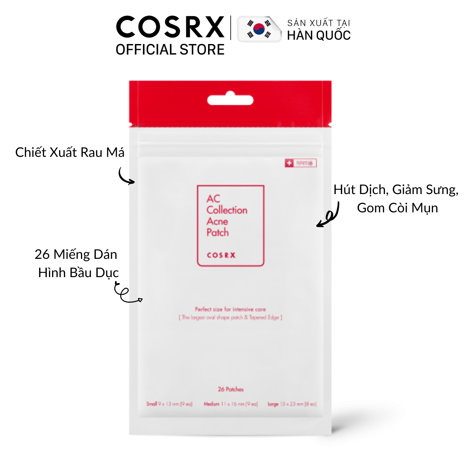 Miếng Dán Mụn Cao Cấp COSRX AC Collection Acne Patch 26 miếng/ gói