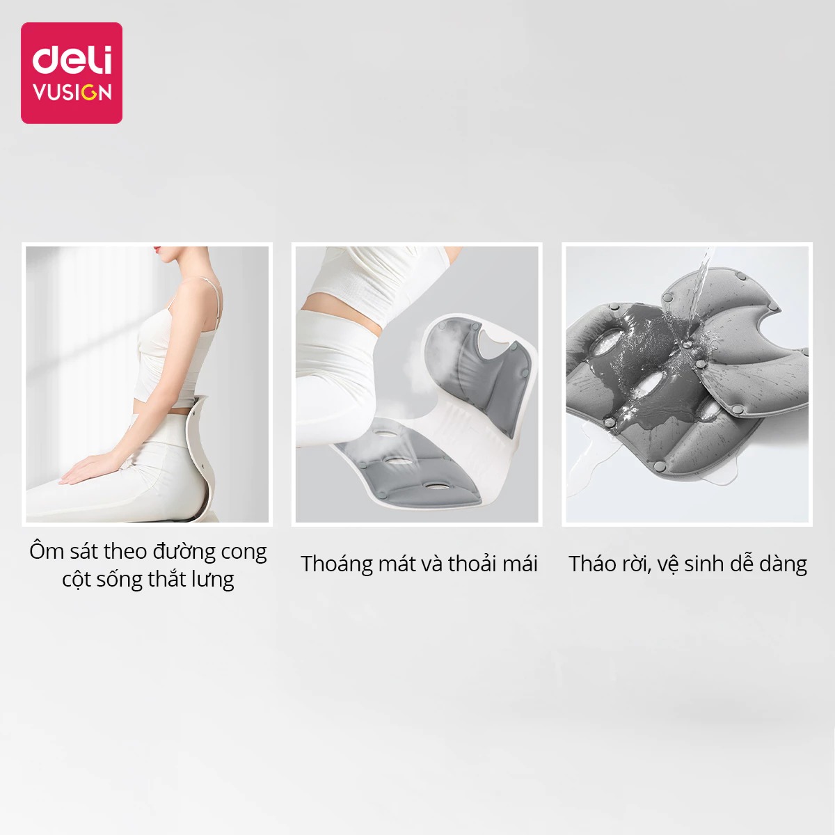 Ghế Công Thái Học Deli Điều Chỉnh Tư Thế Ngồi Chống Gù Lưng, Ghế Bệt Tựa Lưng Chỉnh Dáng Cho Bé, Mẹ Bầu, Văn Phòng