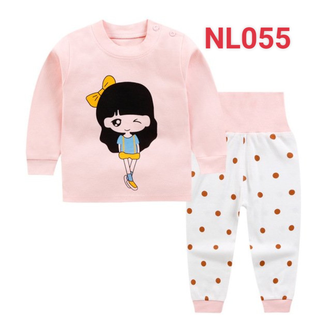 Bộ đồ mặc nhà cho bé trai và bé gái, họa tiết dễ thương chất liệu cotton