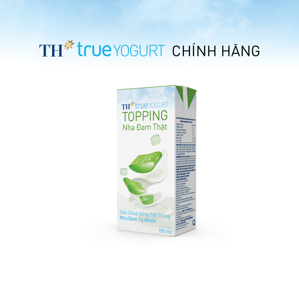Thùng Sữa chua uống tiệt trùng TH true YOGURT TOPPING nha đam tự nhiên (180ml x 48 Hộp)