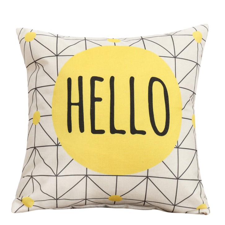 Vỏ Gối tựa lưng sofa xanh vàng Hello