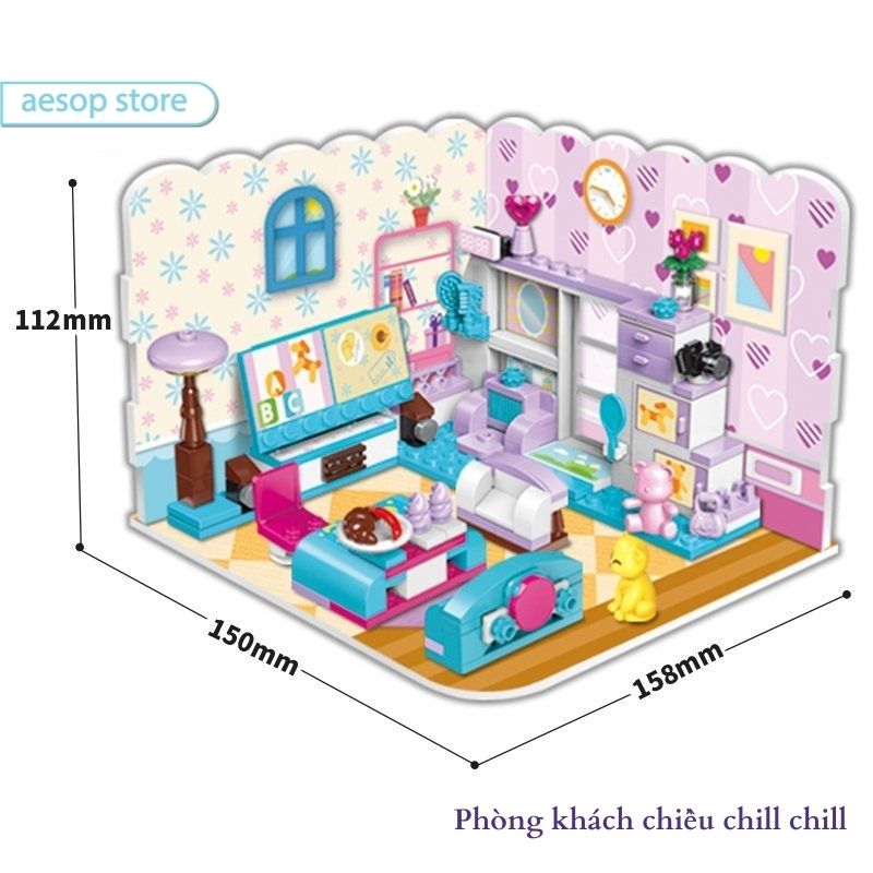 Đồ chơi lắp ráp Mô hình Căn phòng xinh xắn - Girl's room Qman 4801