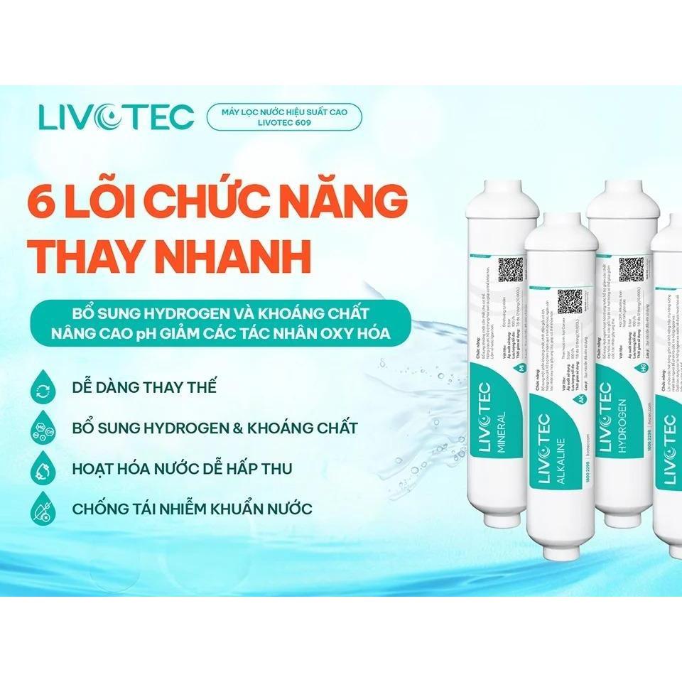 [TẶNG BỘ LÕI] Máy lọc nước RO Livotec 609, Tinh khiết đóng chai, Giàu kiềm, giàu khoáng, 2 chế độ nước