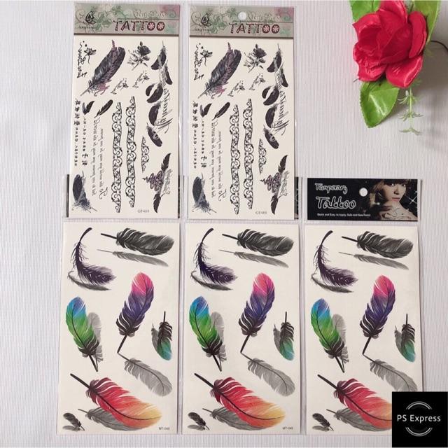Combo 6 tấm hình xăm dán lông vũ 10x20cm
