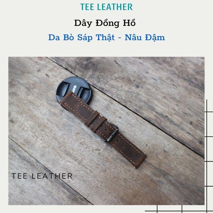 Dây da đồng hồ nam da bò Vintage-khâu tay thủ công size 18mm, 20mm, 22mm, 24mm - TEE LEATHER