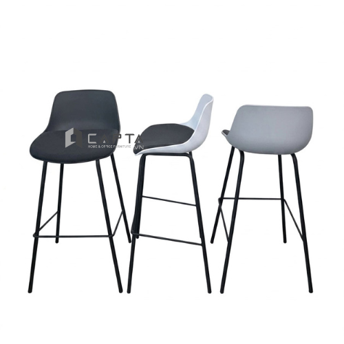 Ghế quầy bar có lưng tựa nhựa thoải mái nệm ngồi vải êm ái CB01004- F Nội thất Capta Chân ghế sắt sơn tĩnh điện cao cấp chắc chắn bền bỉ