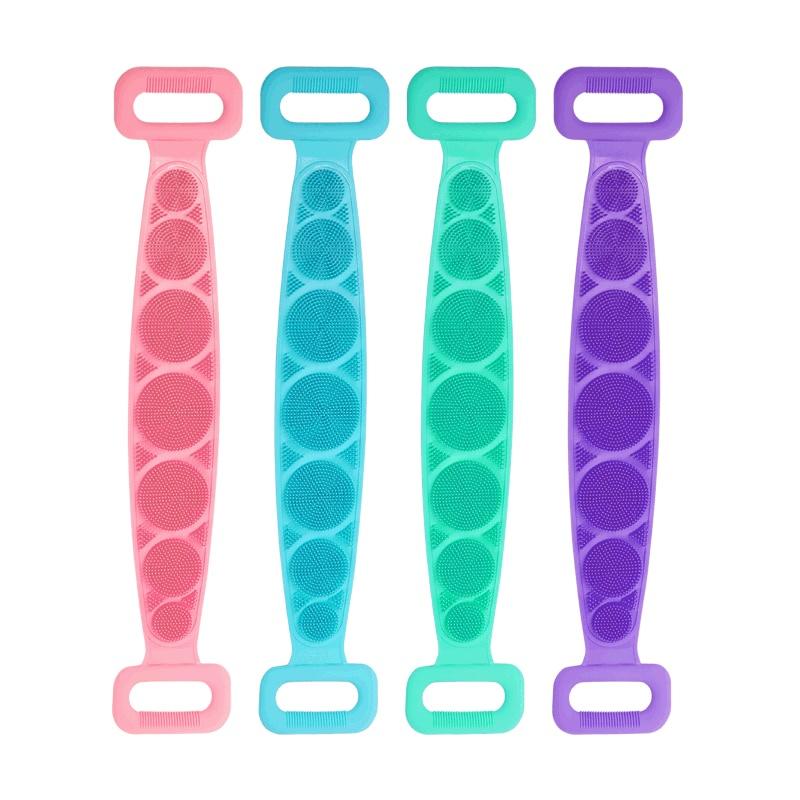 Silicone Back Scrubber Soft Loofah Bath Towel Bath Belt Body Exfoliating Massage For Shower Body Cleaning Bathroom Shower Strap