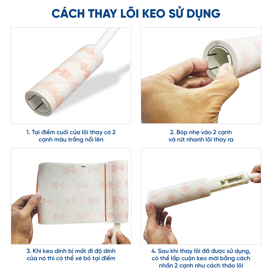Lõi Cây Lăn Lông Chó Mèo COLOCOLO Siêu Dính Dạng Chữ I - 2 Cuộn - Lõi Rộng 160mm x 40 Lớp - Hàng Chính Hãng - C7005