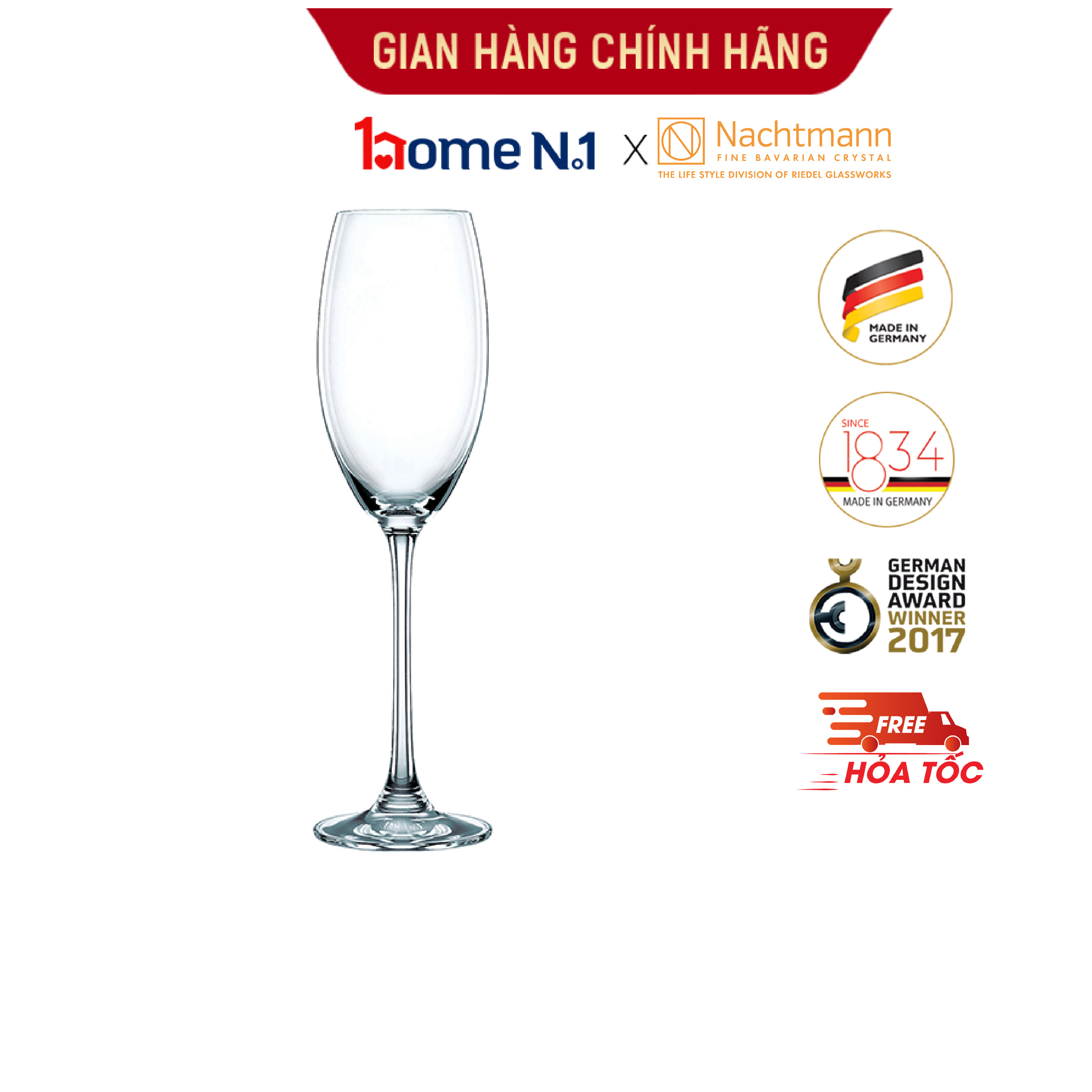 Bộ 4 ly champagne Nachtmann Vivendi - Hàng chính hãng Đức