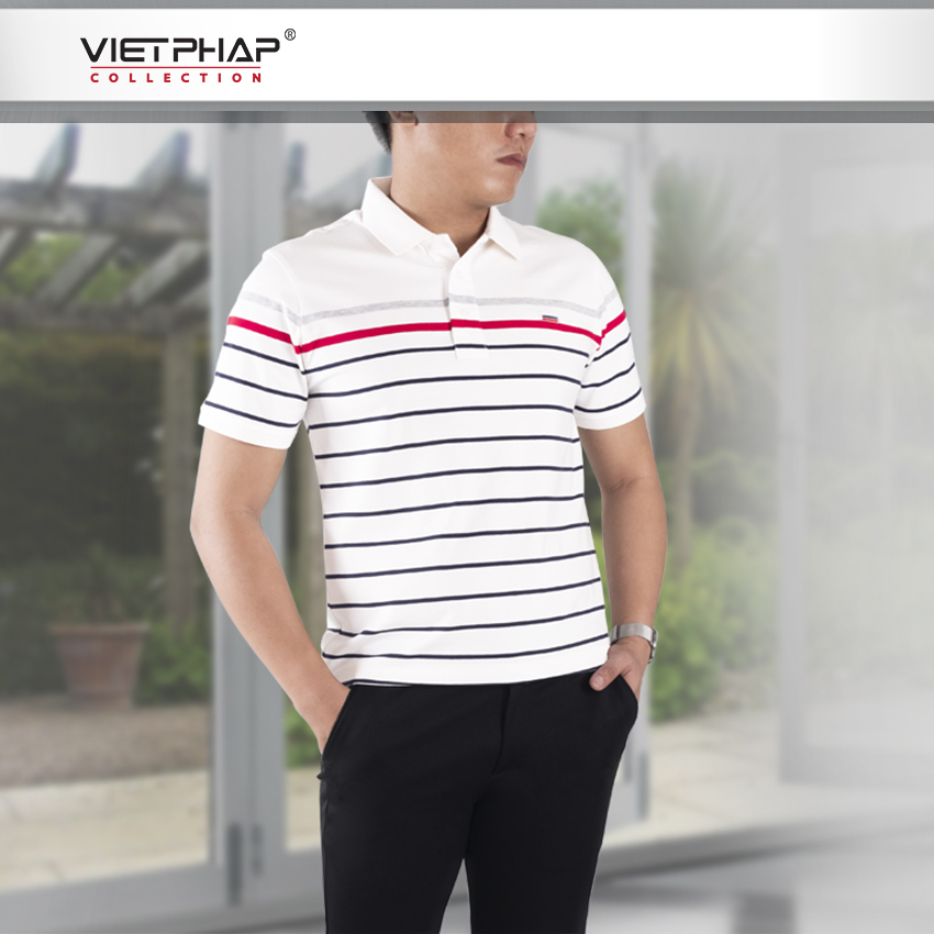 Áo Thun 4 Chiều Sọc Cao Cấp VIỆT PHÁP / Form Luxury - Chất liệu cotton co dãn và thấm hút mồ hôi tốt 2104