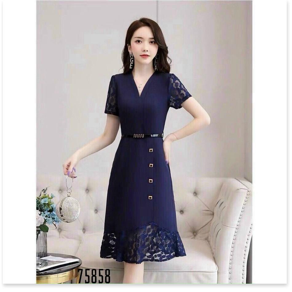 ĐẦM UMI TAY NGẮN,CỔ V,HỌA TIẾT TRƠN NHƯNG VÔ CÙNG SANG TRỌNG LANA FASHION