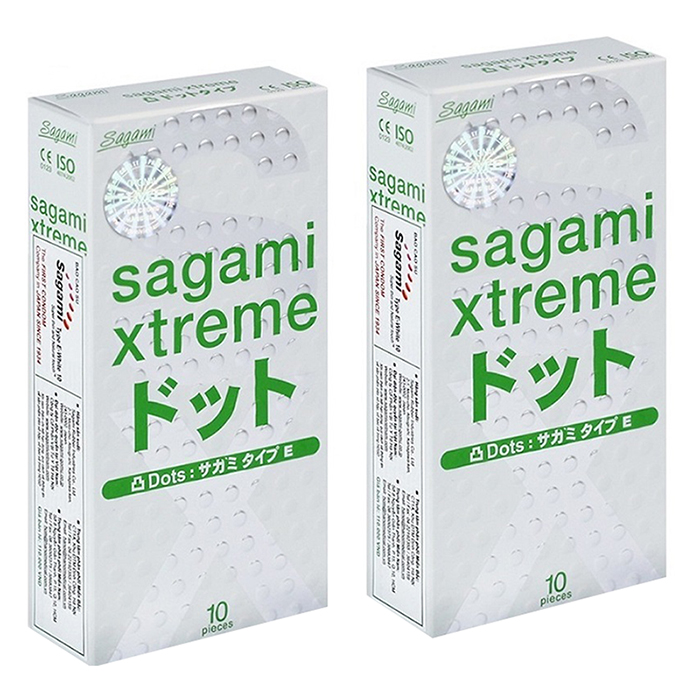 Bộ 2 Hộp Bao Cao Su Có Gân Và Gai Siêu Mỏng Sagami Extreme White