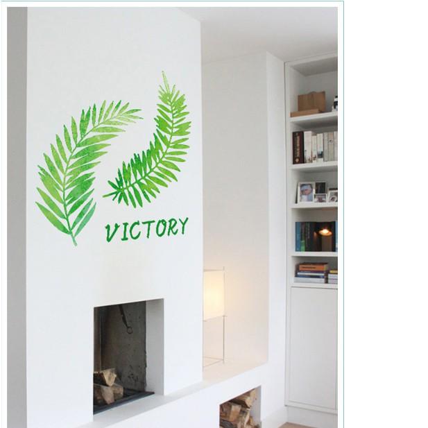 Decal trang trí tường - Lá Cỏ Bắc Âu xanh VICTORY