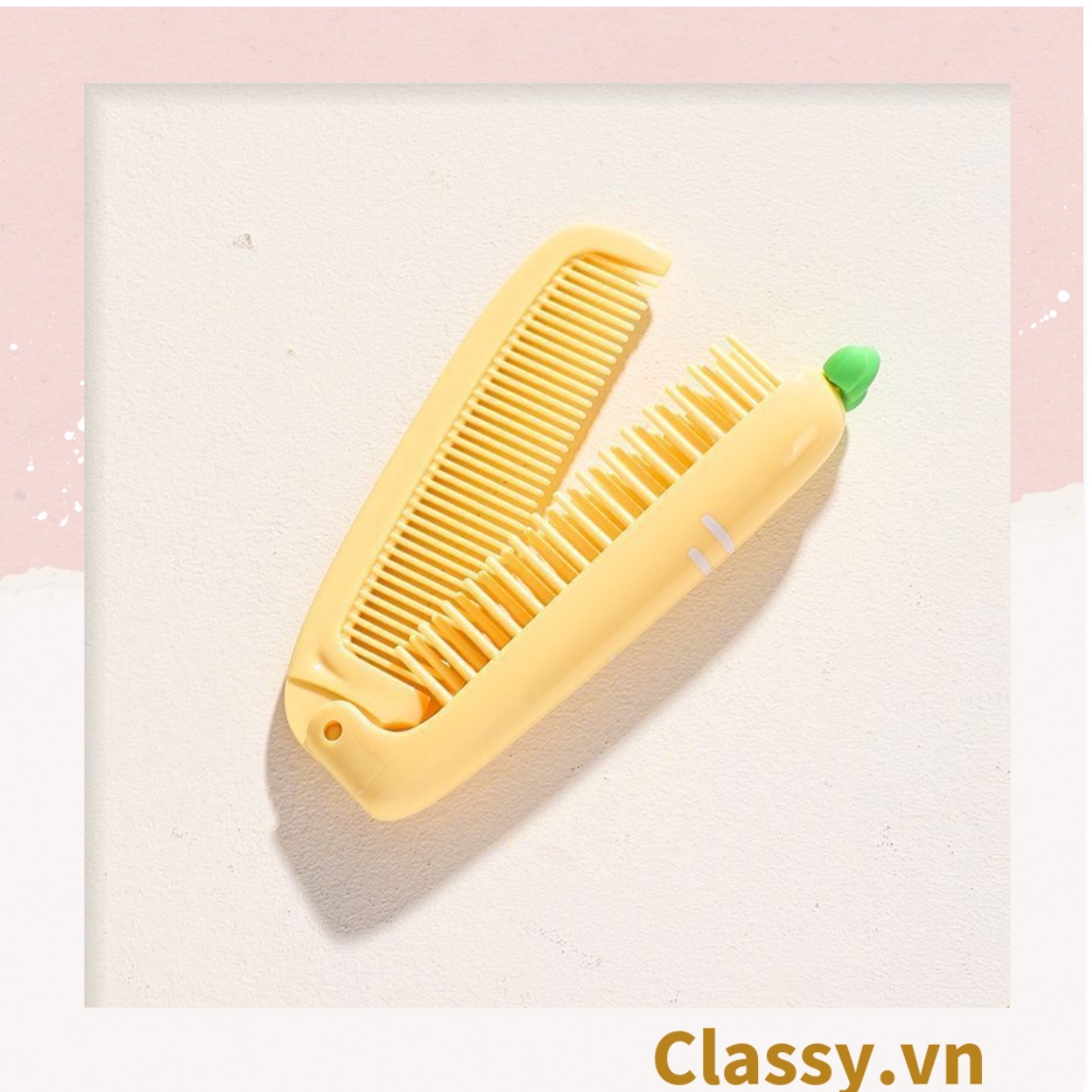 Lược cầm tay mini 2 đầu, gấp gọn Classy tiện lợi hình trái cây cà rốt củ cải nhỏ gọn có thể mang theo PK1566