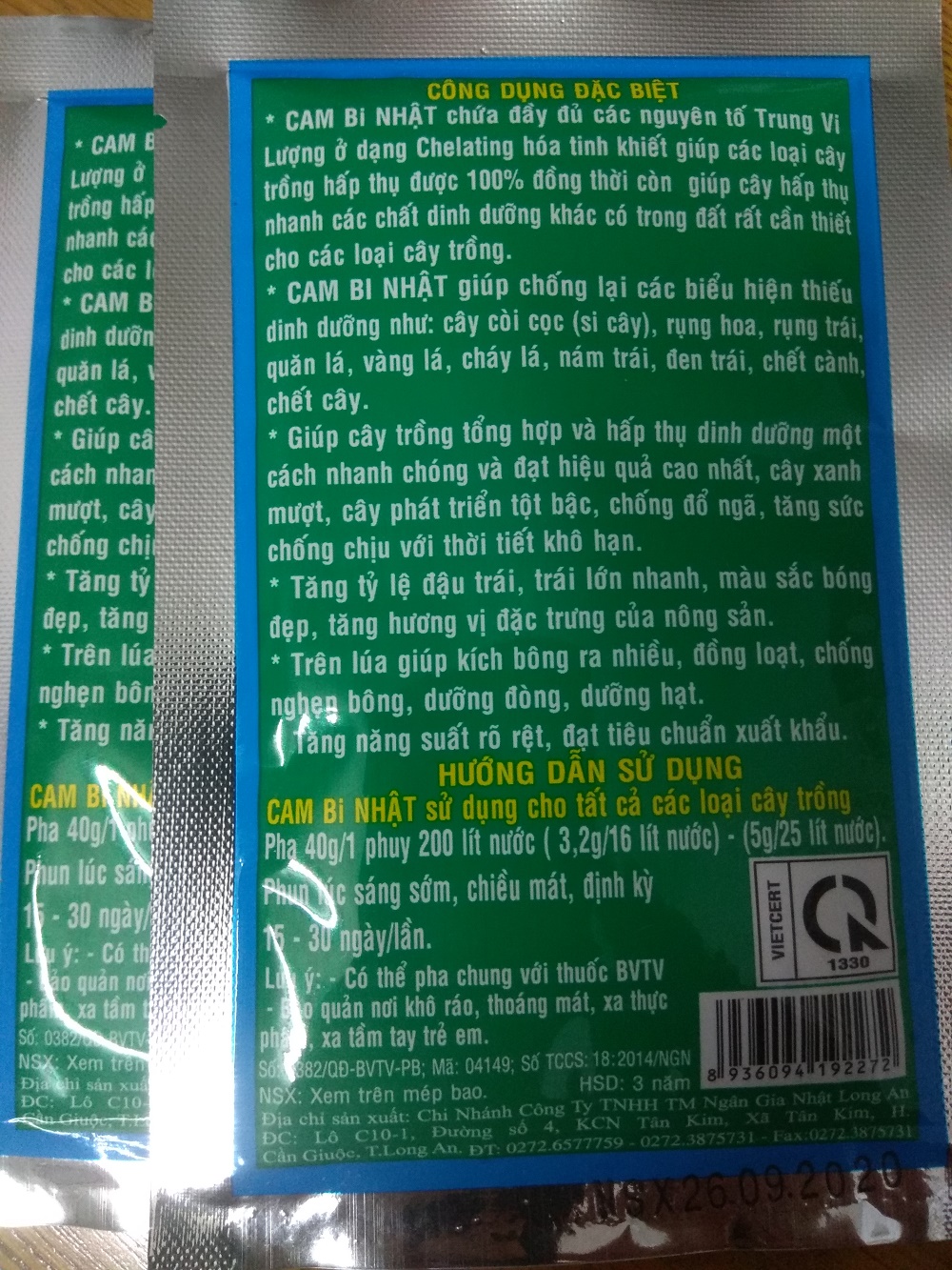 Combo 2 gói phân bón lá trung vi lượng CAMBi Nhật tăng trưởng bổ dưỡng cho cây trồng - gói 40 gram