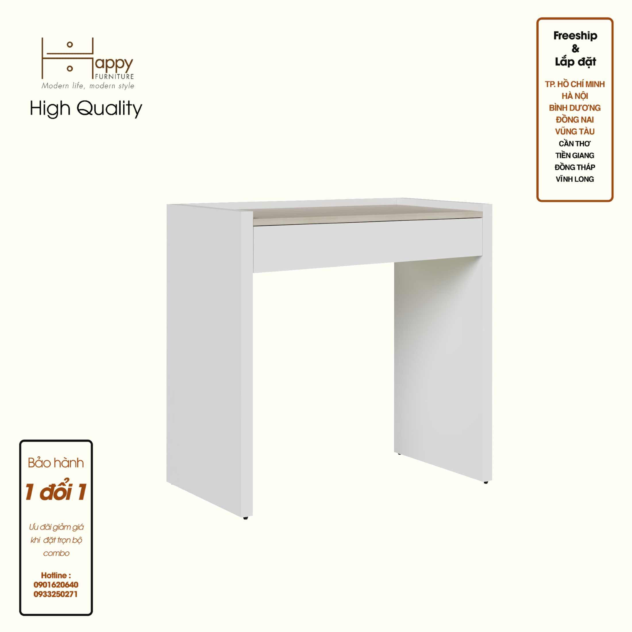 Hình ảnh [Happy Home Furniture] VIGGO, Bàn trang điểm 1 ngăn kéo, 80cm x 45cm x 78cm ( DxRxC), BAN_089
