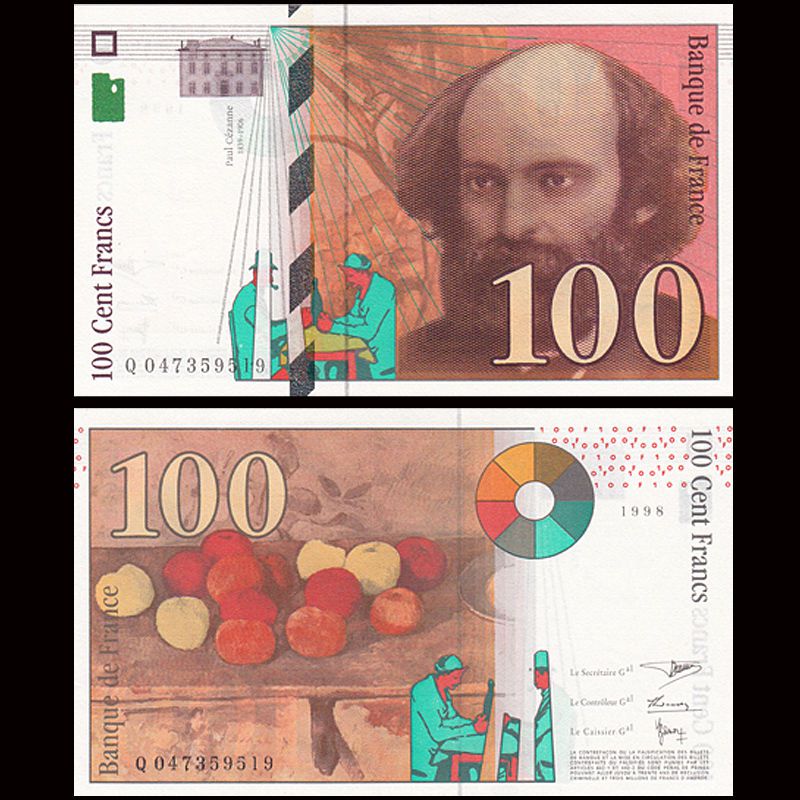 Tiền thế giới, Cộng hòa Pháp 100 Francs tiền Euro