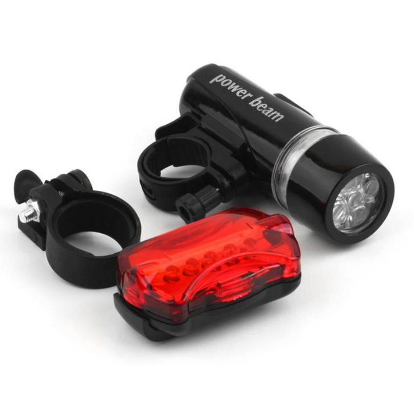Bộ đèn pin gắn xe đạp và đèn chiếu hậu 5 LED WJ-101 (Đen đỏ) 206211