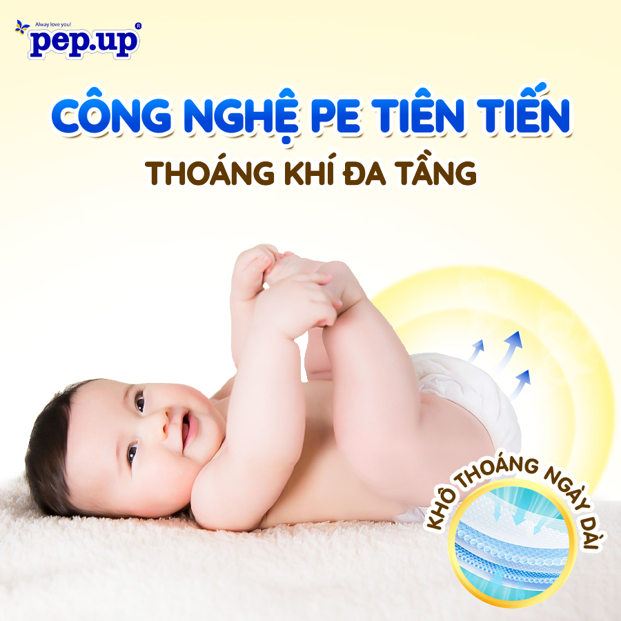 Tã/Bỉm Quần Em Bé Pep.up Extra Dry Gói Nhỏ Siêu Mềm Mại, Siêu Khô Thoáng, Kháng Khuẩn Size S11, M10, L9, XL8