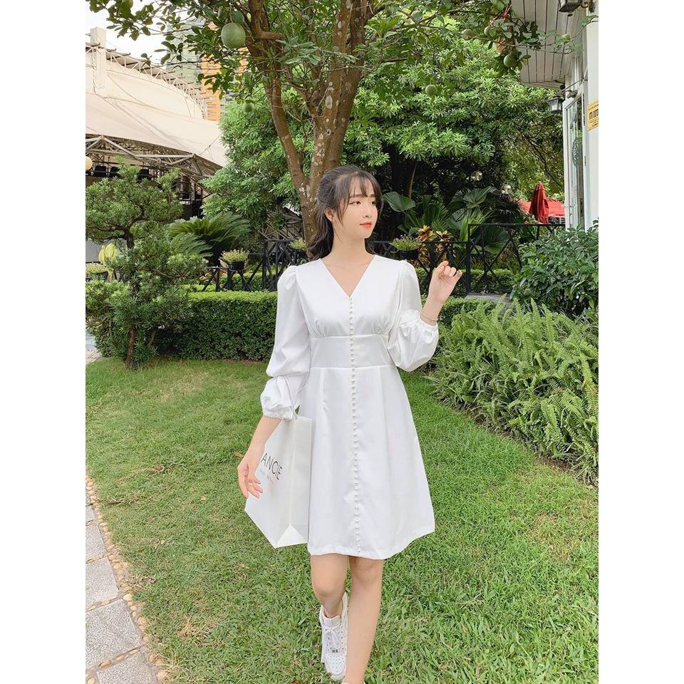 Đầm trắng tay phồng dạo phố xinh xắn - NORN Clothing