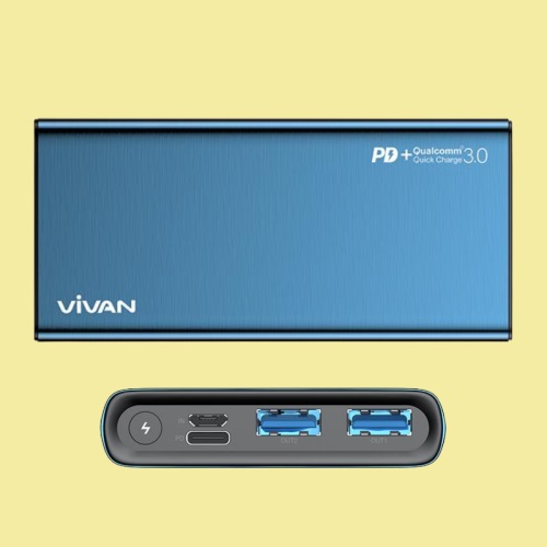 Pin sac du phong VIVAN 10000mAh VPB-F10S 2 Input 3 Output18W Hợp Kim Nhôm Cao Cấp  Chính Hãng