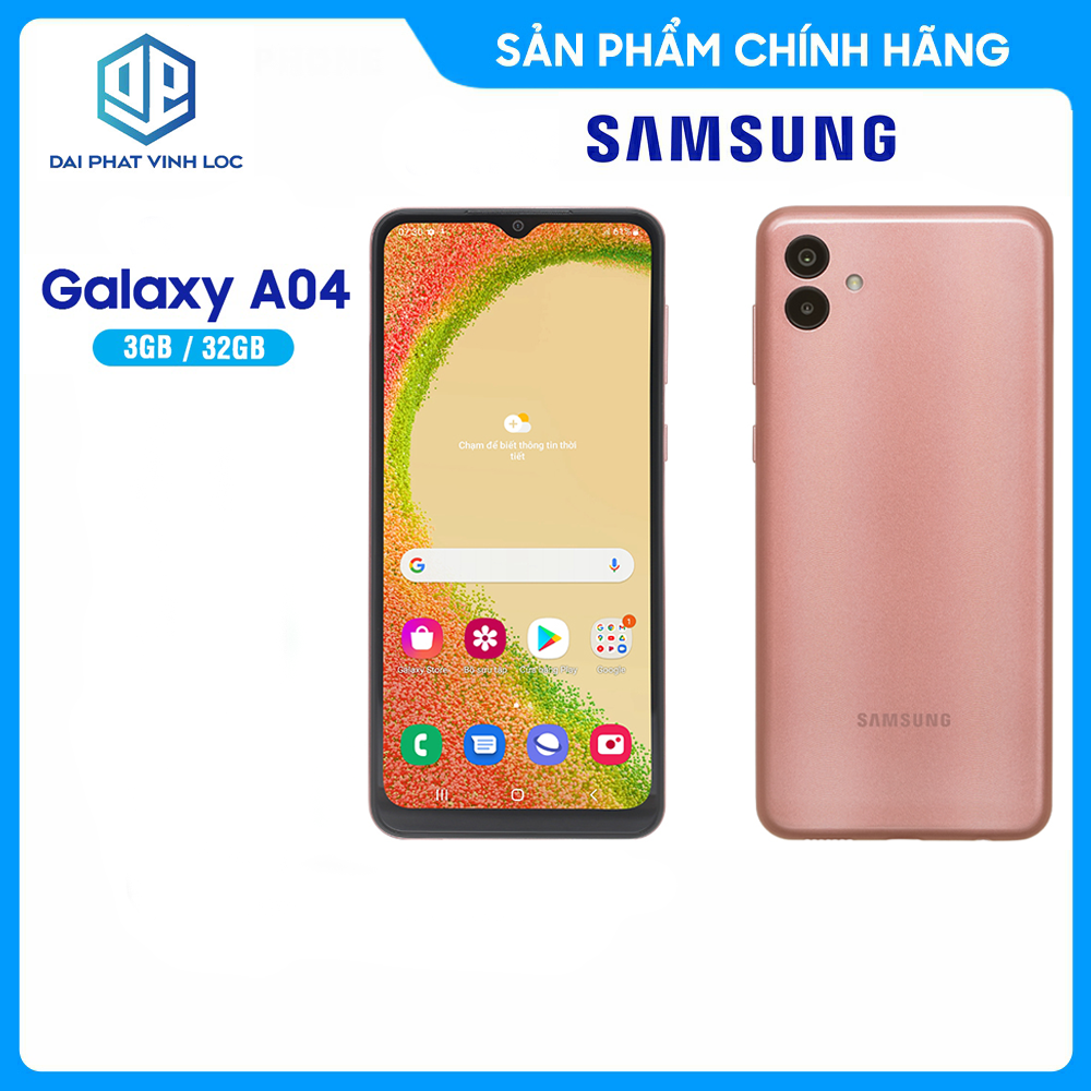 Điện thoại Samsung Galaxy A04 (3GB / 32GB) - Hàng chính hãng - Mới 100% Nguyên Seal - Pin Khủng 5000 mAh - Bảo Hành 12 Tháng