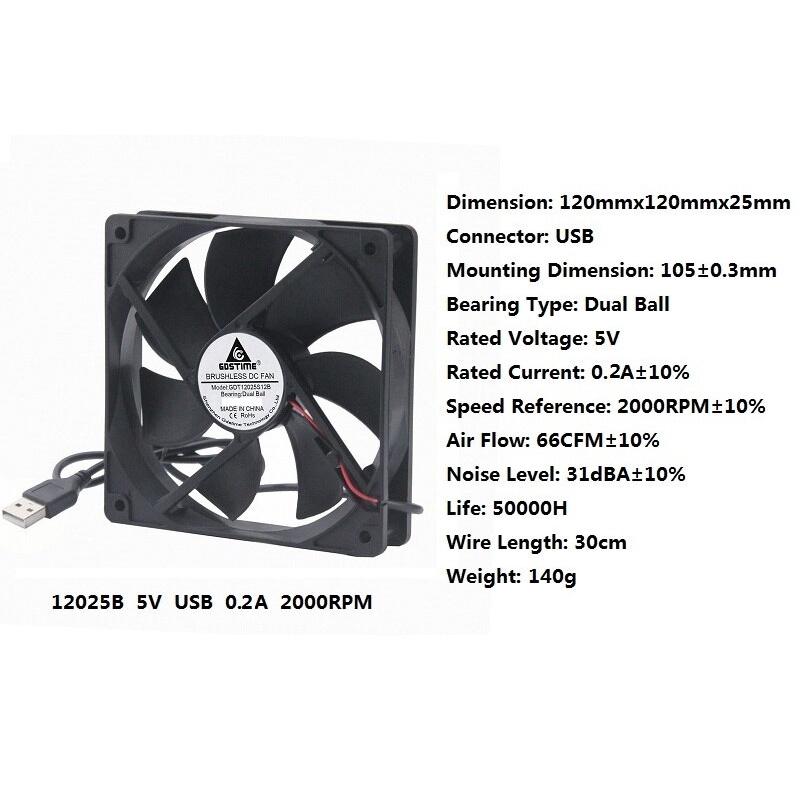 1 Pcs Gdstime 11mm 1-Volt High Speed 1RPM Ball 11*11*11mm PC Cooler 11cm USB Powered DC Brushless Cooling Fan 1V 1111B