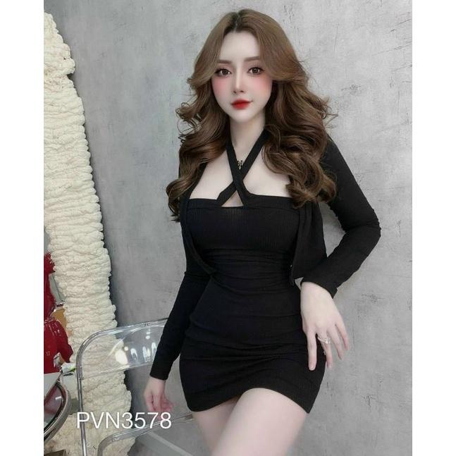 SET ĐẦM CỔ CHÉO KÈM KHOÁC CÓ BIGSIZE