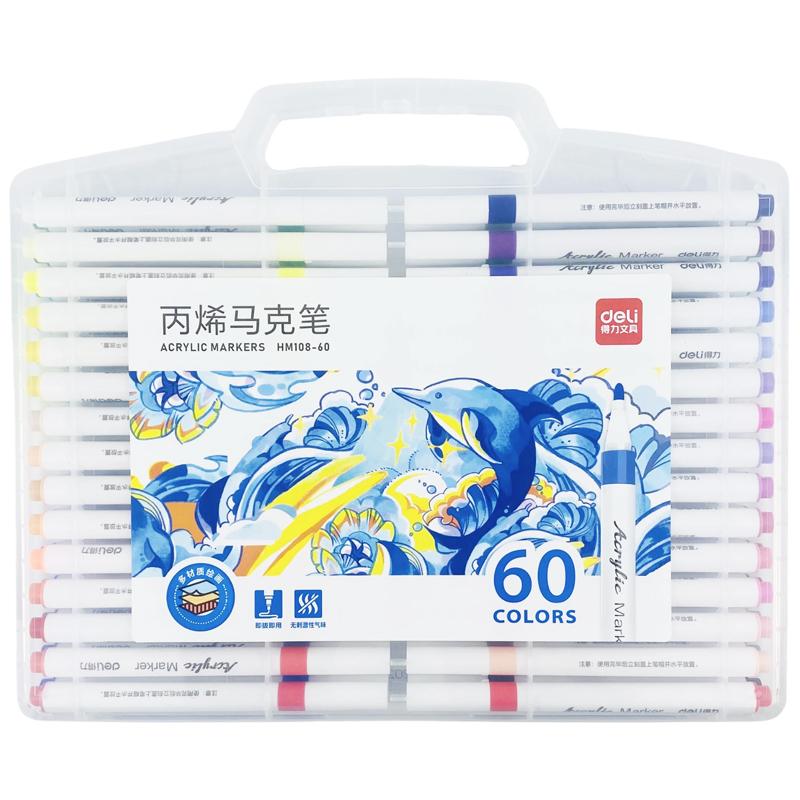 Hộp 60 Bút Lông Màu Acrylic Markers - Deli HM108-60