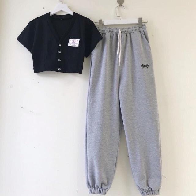 ÁO CROPTOP BODY CÓ KÈM NÚT VÀ BỘ SET ÁO+QUẦN JOGGER