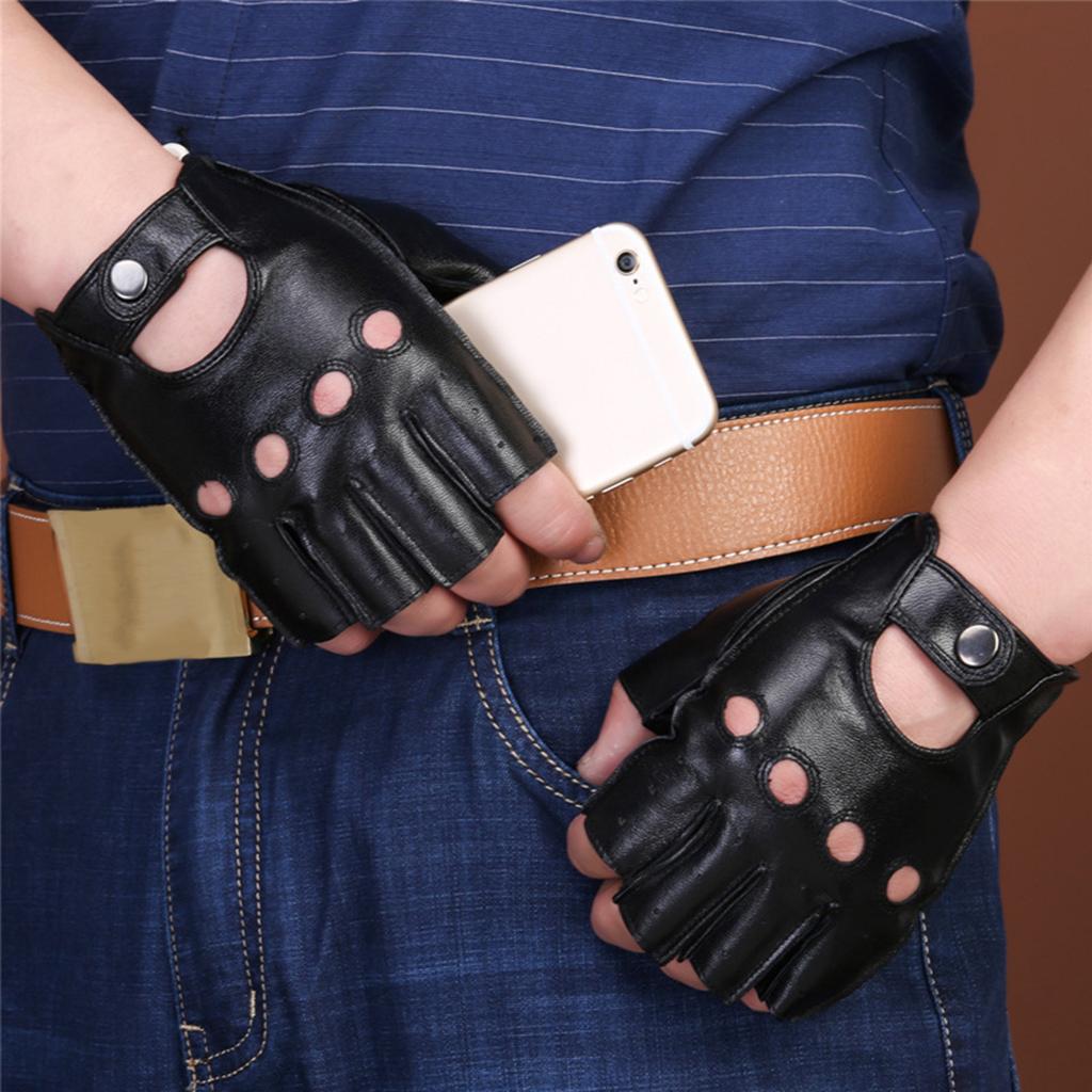 Retro PU Leather Unisex Adults Fingerless Driving Cycling Gloves Half Finger Gloves Christmas Gifts