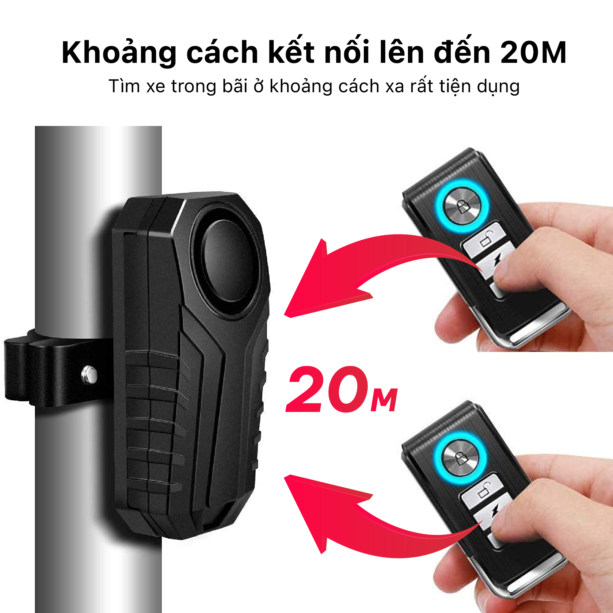 Khóa chống trộm xe máy có còi báo động PINGRON PR-R06 - Chống nước tốt, có thể điều chỉnh độ nhạy, bảo hành 12 tháng