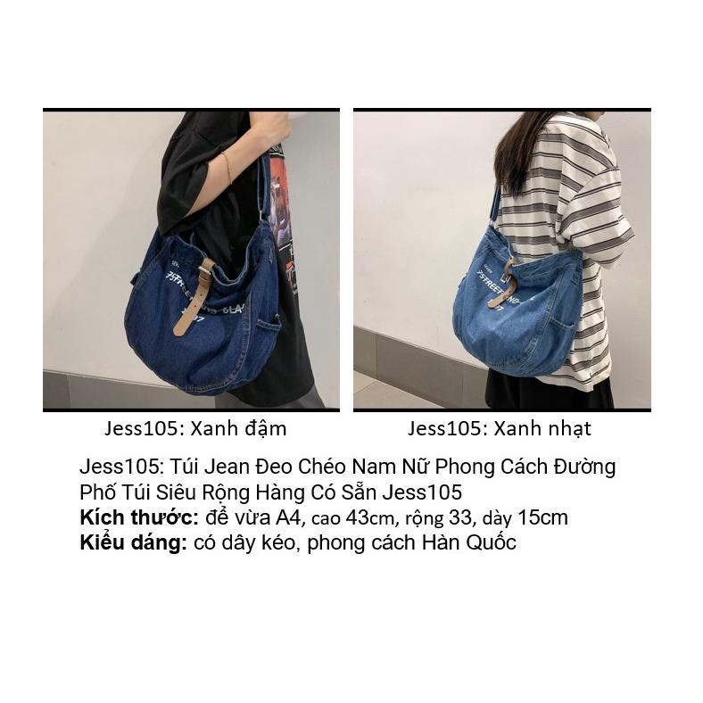 Túi Đeo Chéo Chất Jean Phong Cách Đường Phố Streetwear Túi Đi Chơi Dạo Phố Jess104