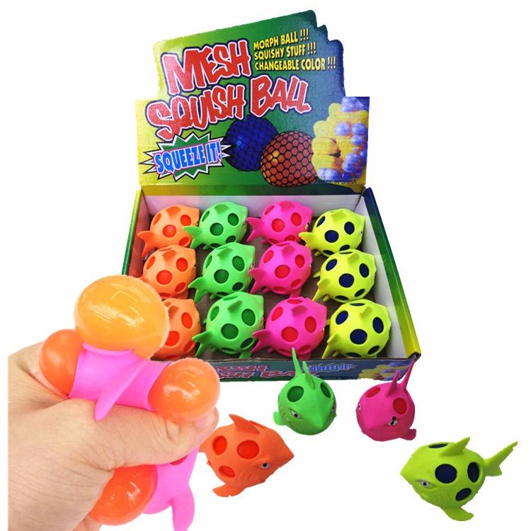 Cá mập squishy bóp ra hạt nở đồ chơi giải trí xả stress đàn hồi mềm mịn