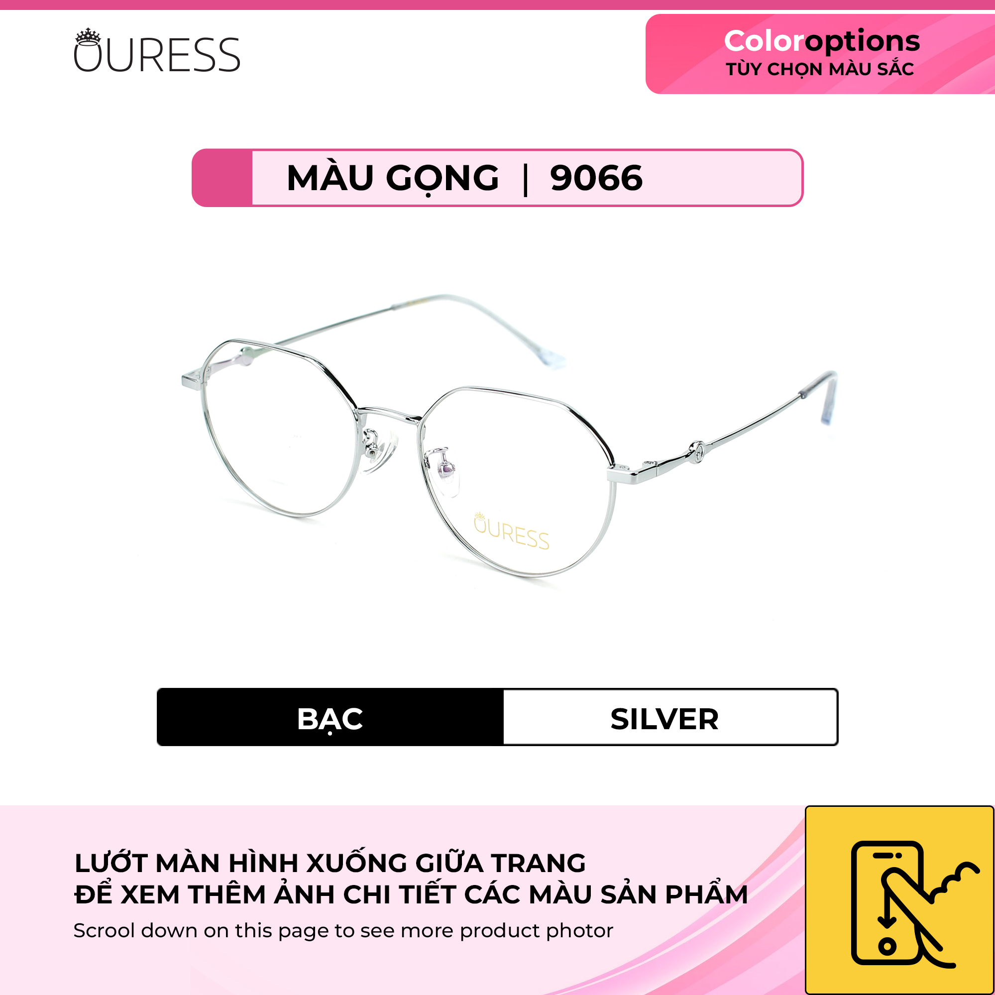 Gọng kính titanium 9066 T8036 thời trang nam nữ cao cấp siêu nhẹ siêu bền OURESS