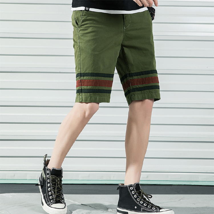 Men's cotton casual shorts summer five-point pants color insert beach pants