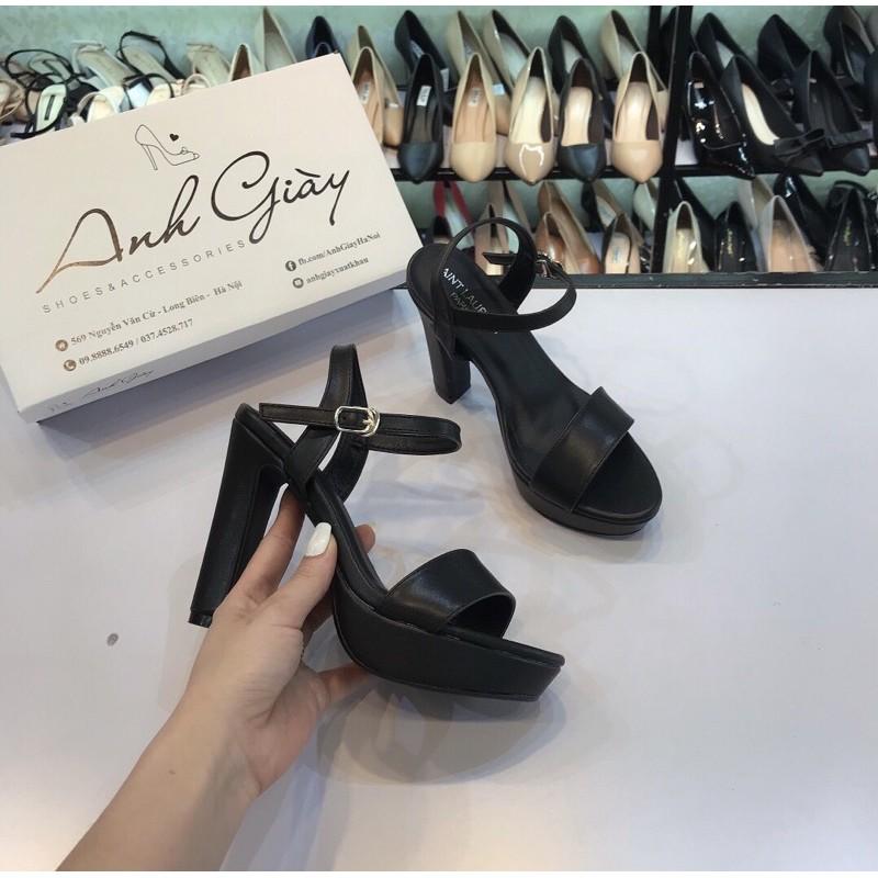 Sandal da lì đúp đế quai ngang gót trụ 12p cực chắc chắn Việt Nam xuất khẩu