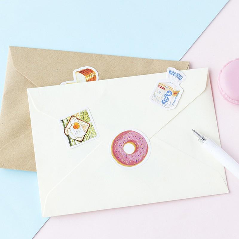 Hộp 46 Miếng Dán Sticker Hình Bánh Mì / Trứng / Sữa / Bánh Donut ST196