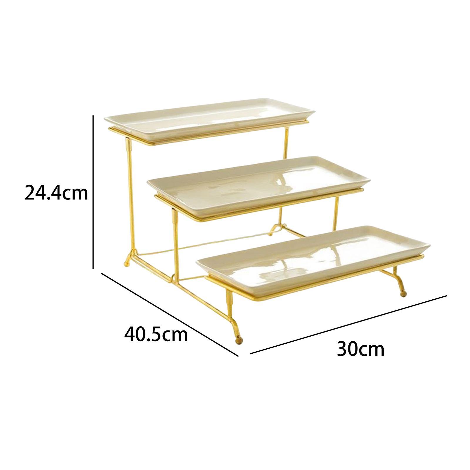 3 Tier Rectangular Serving Platter Stand Set for Food Display Party Dessert