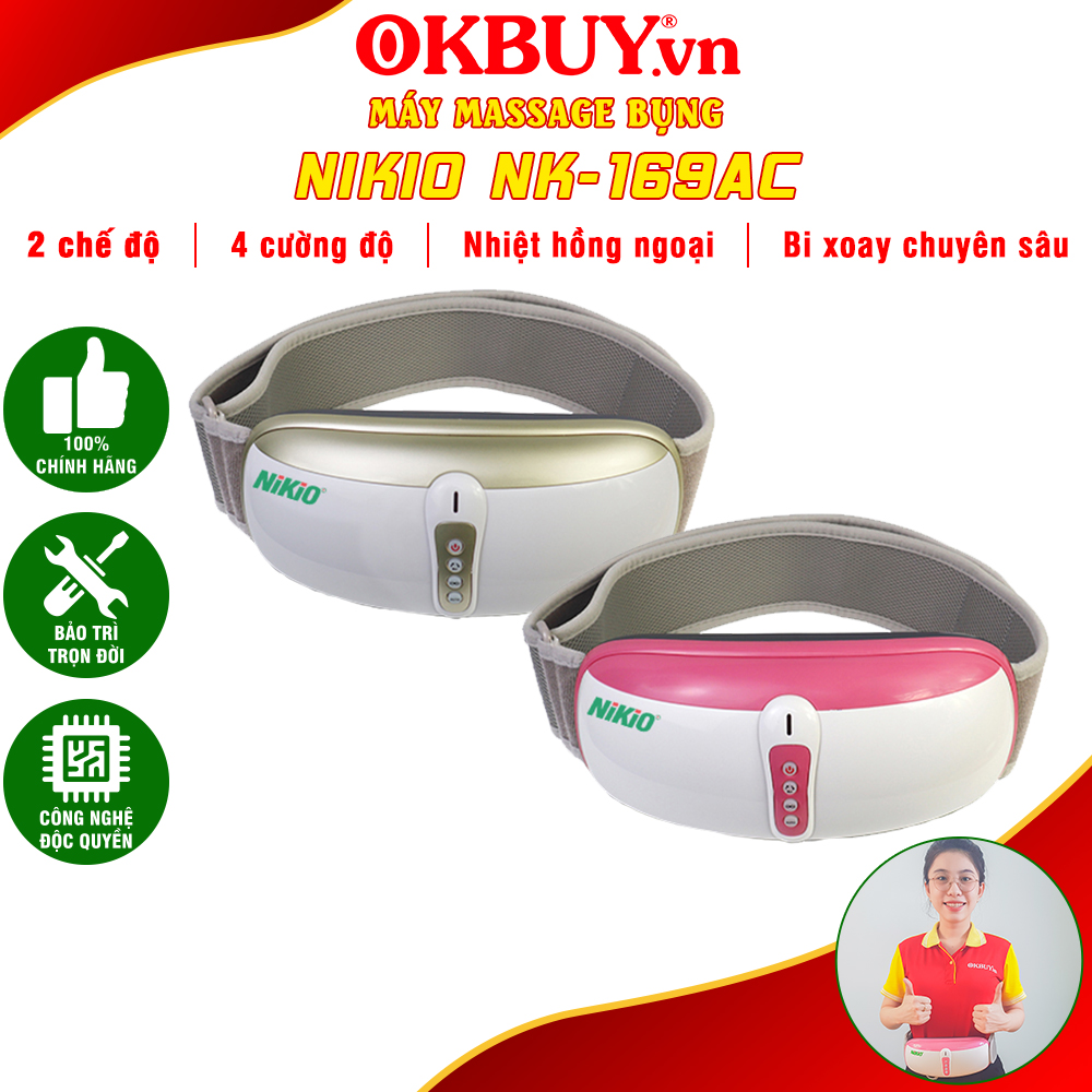 Đai (Máy) Massage Bụng Nikio NK-169AC - Công Nghệ Rung, Lắc Và Xoa Bóp Tiên Tiến, Kết Hợp Hồng Ngoại Hỗ Trợ Giảm Mỡ Bụng, Làm Săn Chắc Cơ Cực Nhanh