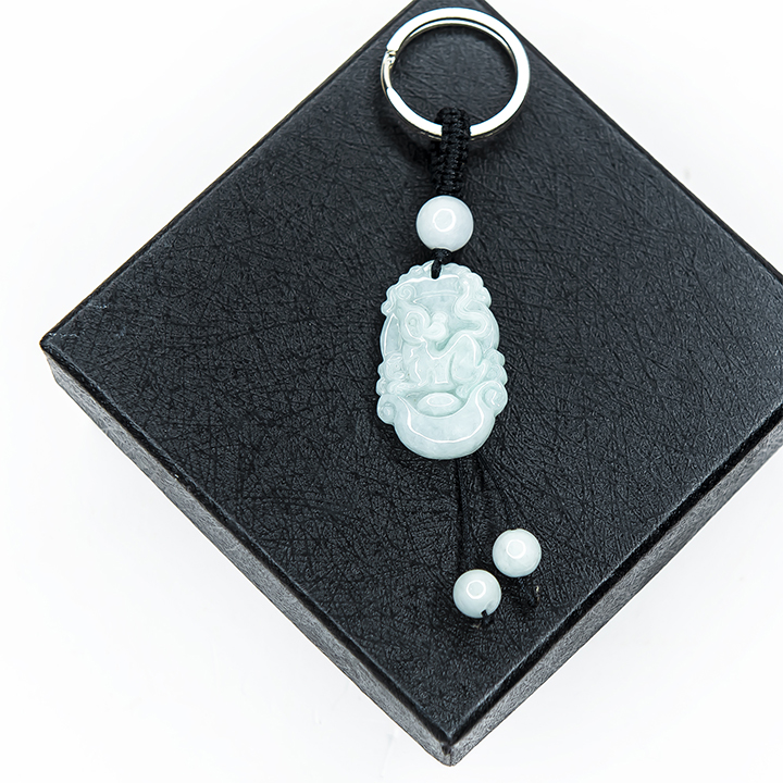 Móc khóa 12 Con Giáp Cẩm Thạch tự nhiên - Tuổi Tý | MKJADTY01 VietGemstones