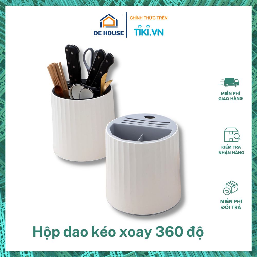 Hộp Đựng Dao Đũa Xoay 360 độ, Giá Dắt Dao Đũa, Kệ Đựng Dao Đũa Nhà Bếp, Hộp Đựng Dao Kéo