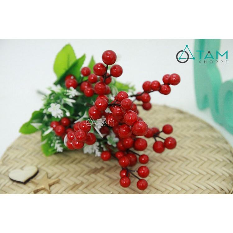 Cành hoa giả trang trí kim cang đỏ số 64