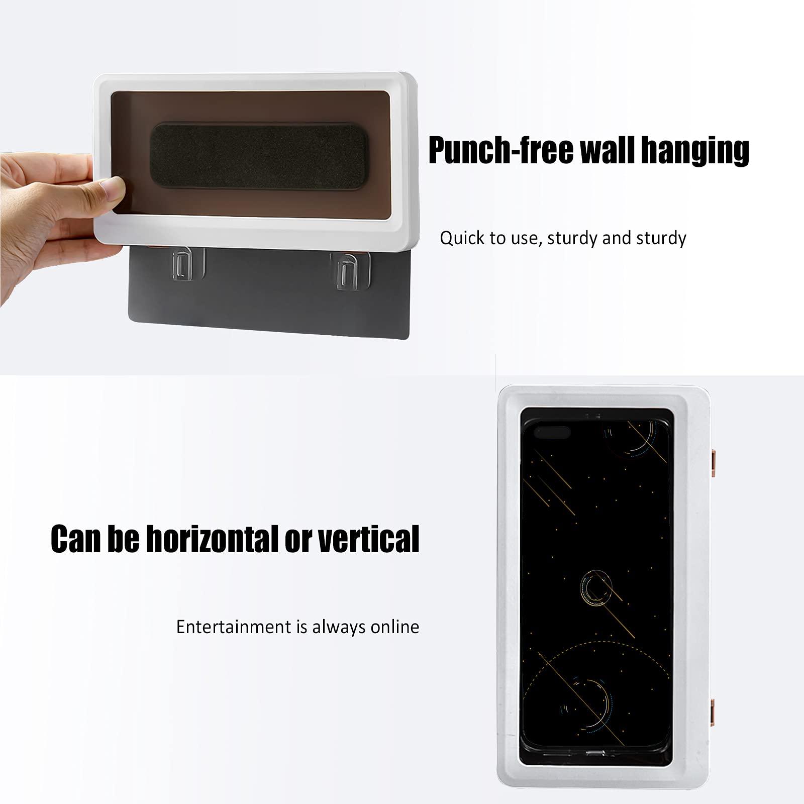 Người giữ điện thoại di động 2PCS, lắp tường, màn hình chống phù hợp cho phòng tắm, giá đỡ điện thoại di động, không thấm nước, cho điện thoại di động lên tới 6,8 inch