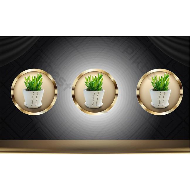 Tranh dán tường Tranh chậu cây xanh vươn lên trong ánh nắng, tranh dán tường 3d hiện đại MS1266238