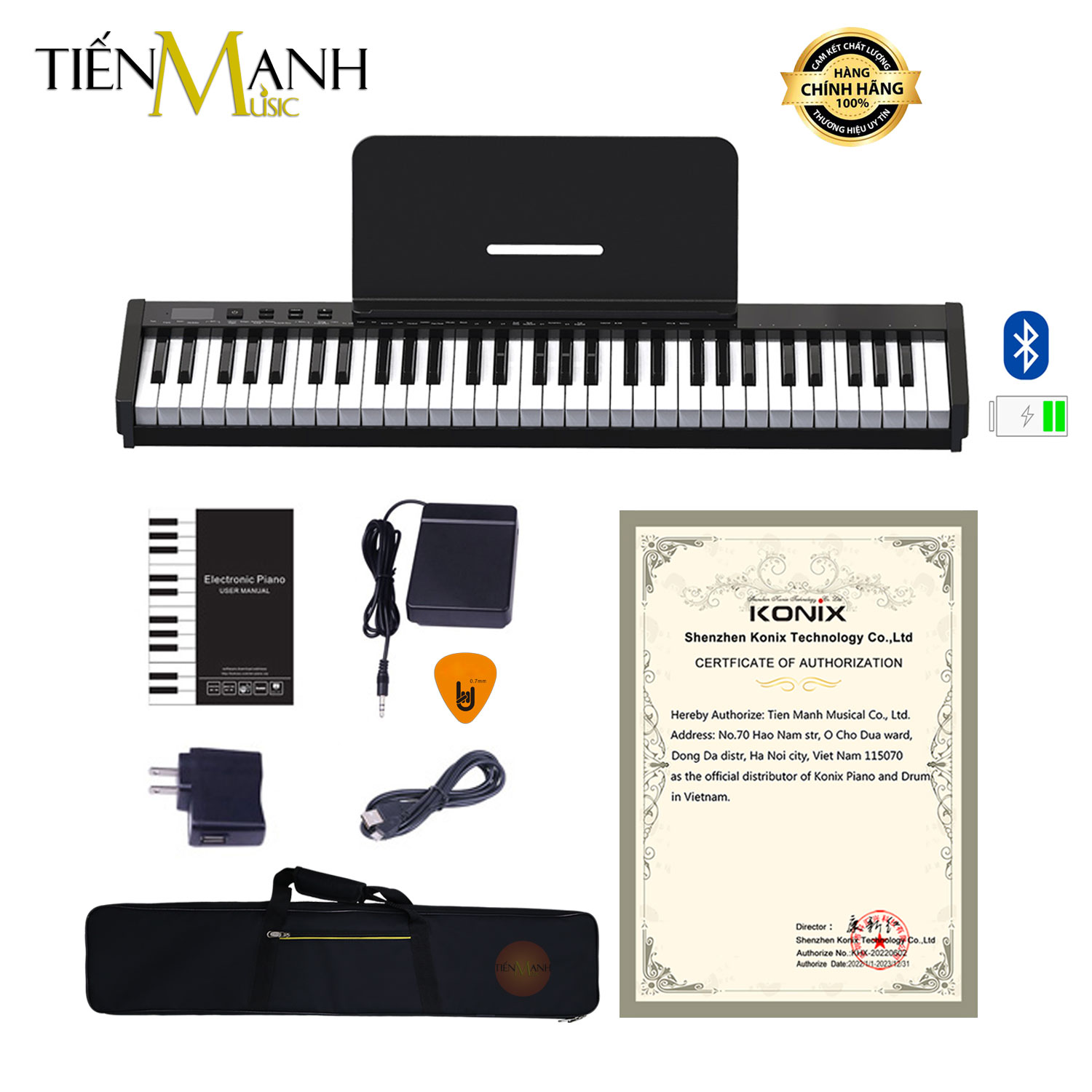 [New Model] Đàn Piano Điện Konix PH61S - 61 Phím nặng Cảm ứng lực Có Loa Hàng Chính Hãng - Kèm Móng Gẩy DreamMaker