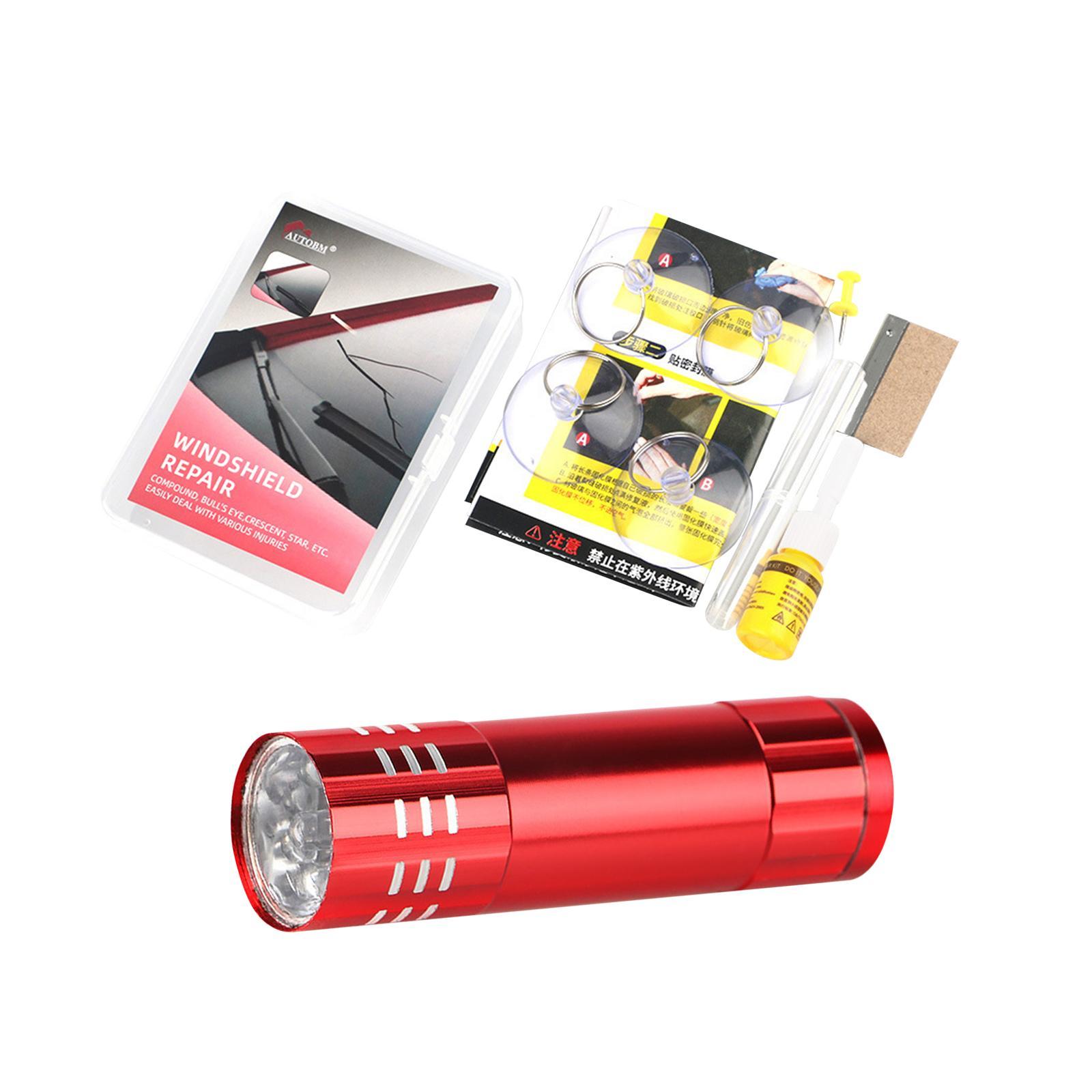 Windshield Crack Repair Set Window Glass ,Curing Lamp, Quick Fix Automotive Glass Repair Fluid for Cracks Star Shaped Crack